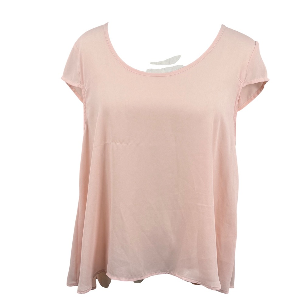 Elodie Large Blouse Pink Womens Short Sleeve High Low Scoop Neck Balletcore Airy